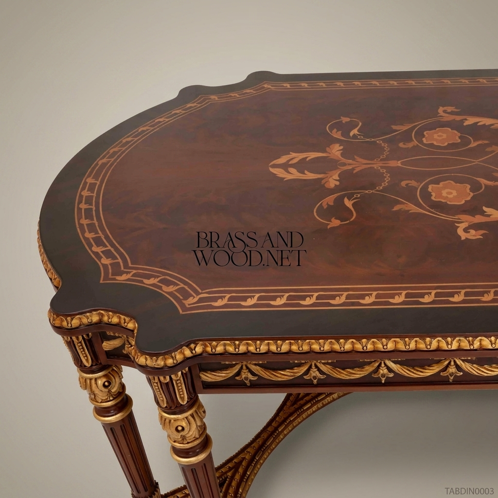 Brass & Wood Louis XVI Grand Dining Table — 6 Persons