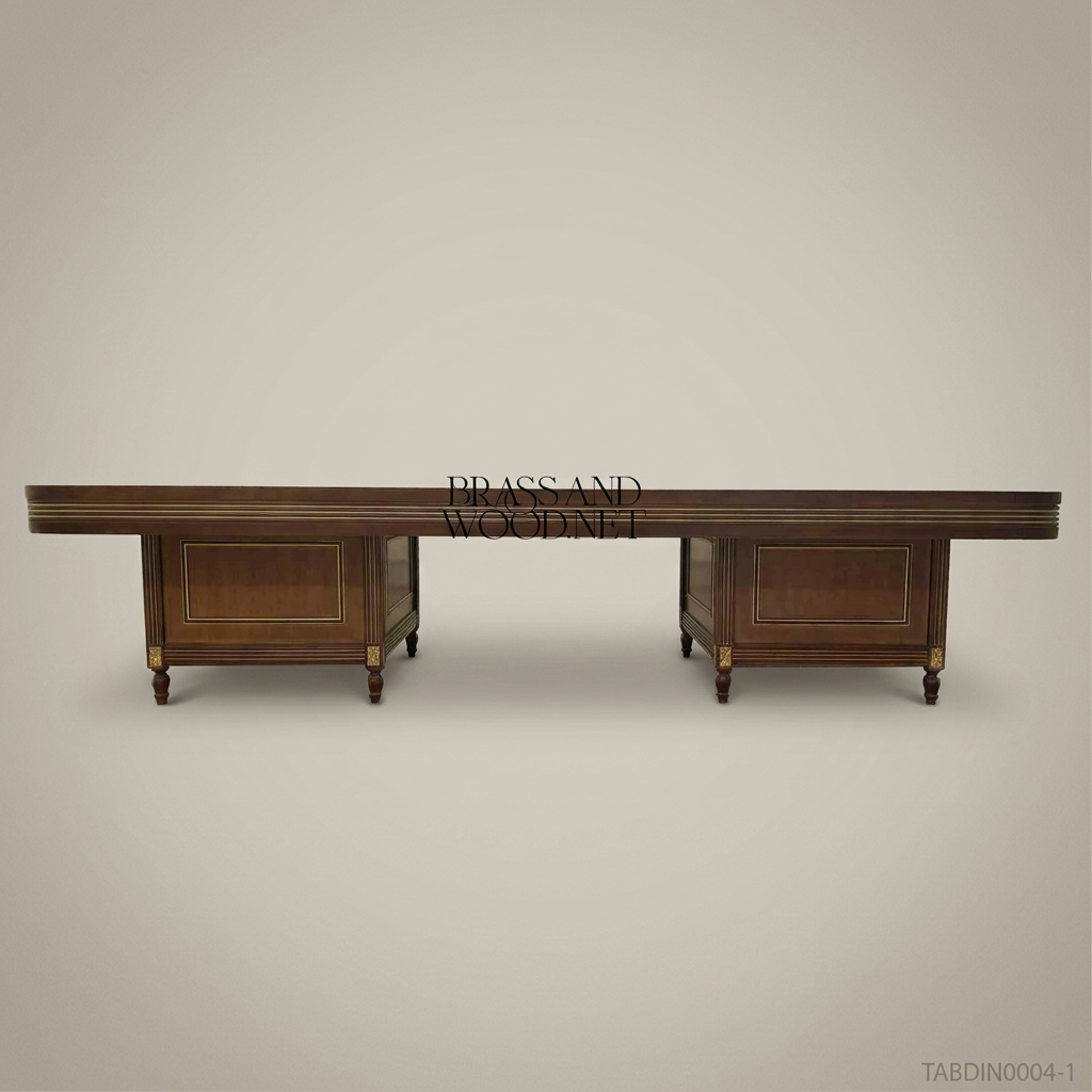 Imperial Brass & Walnut Dining Table — 12 Persons
