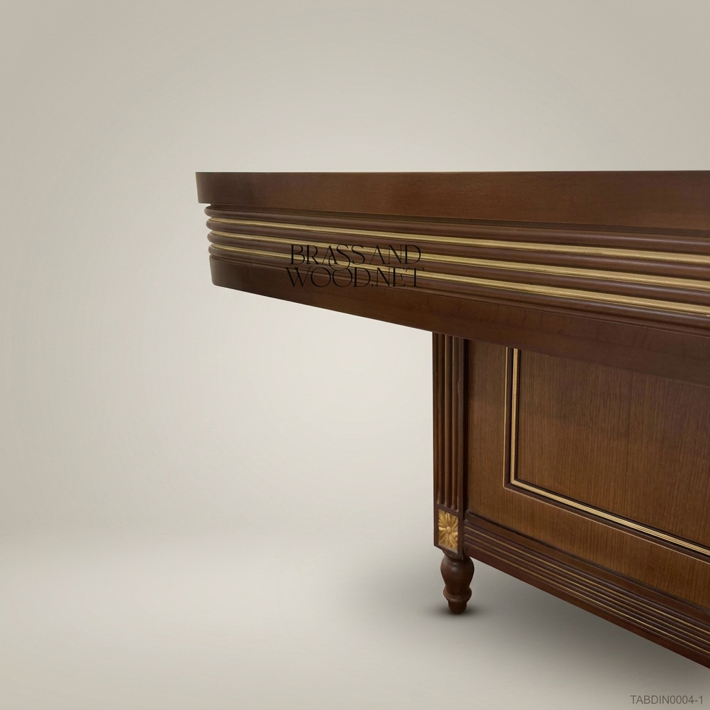 Imperial Brass & Walnut Dining Table — 14 Persons