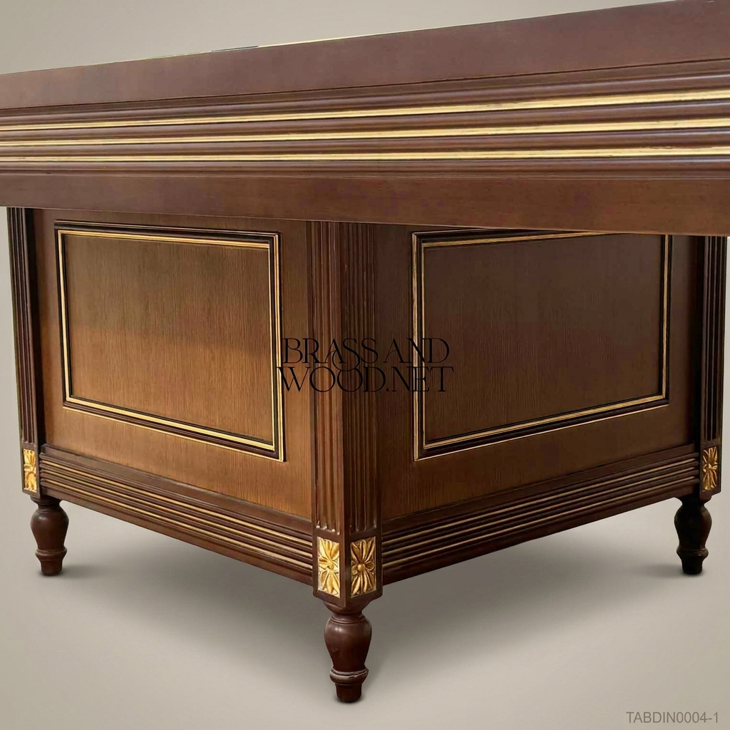 Imperial Brass & Walnut Dining Table — 16 Persons