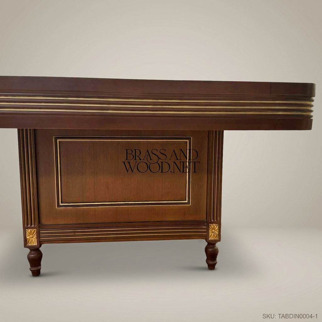 Imperial Brass & Walnut Dining Table — 22 Persons