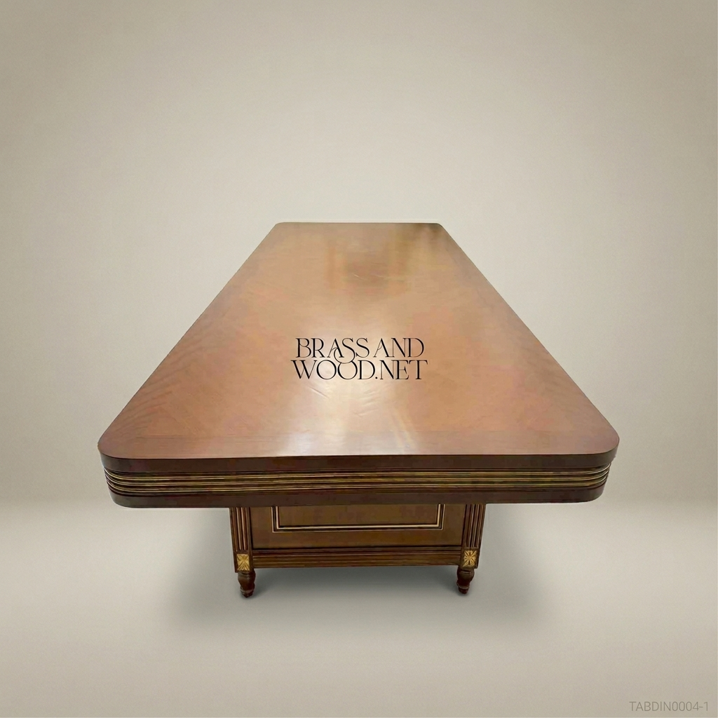 Imperial Brass & Walnut Dining Table — 8 Persons