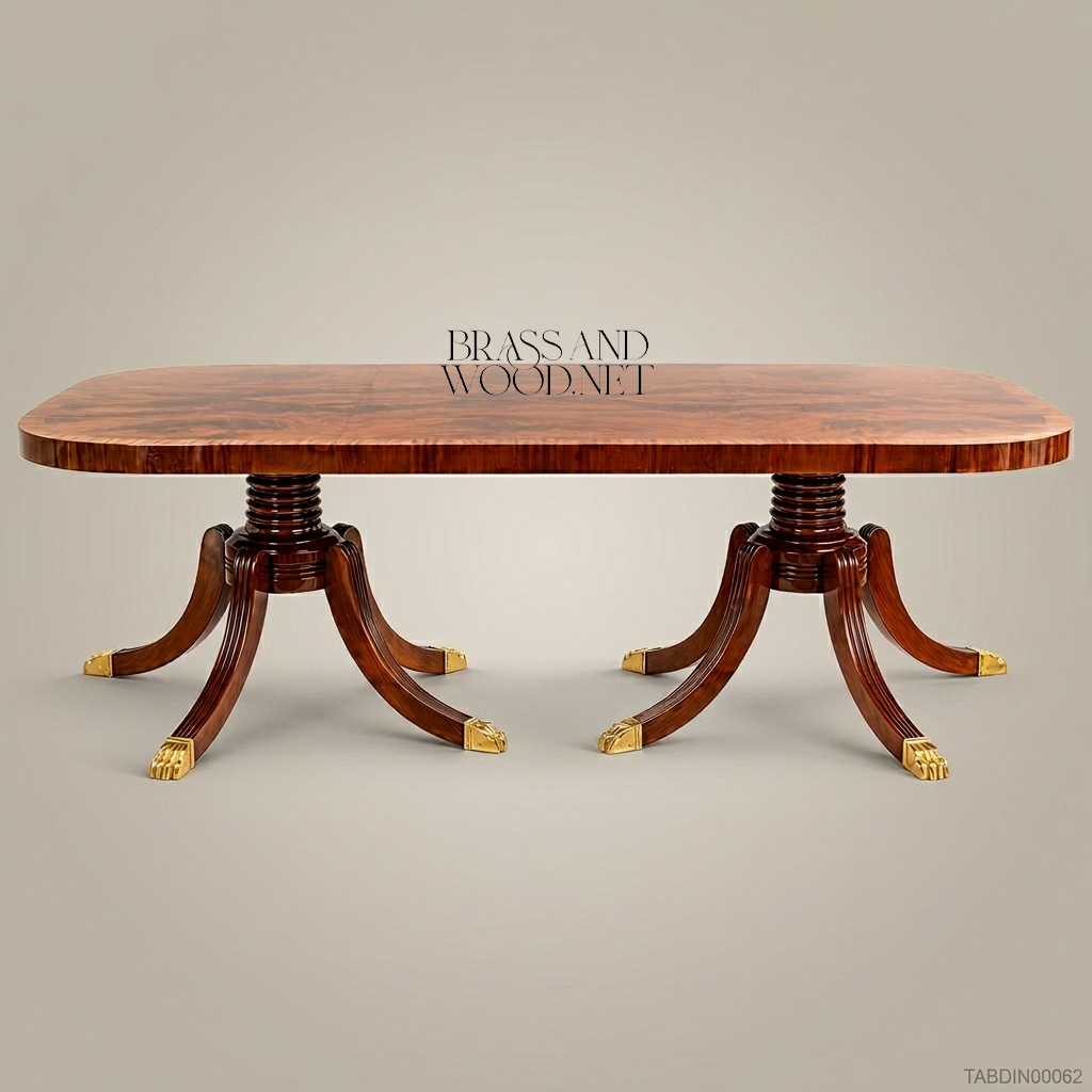 Regency Mahogany & Brass Dining Table — 6 Persons