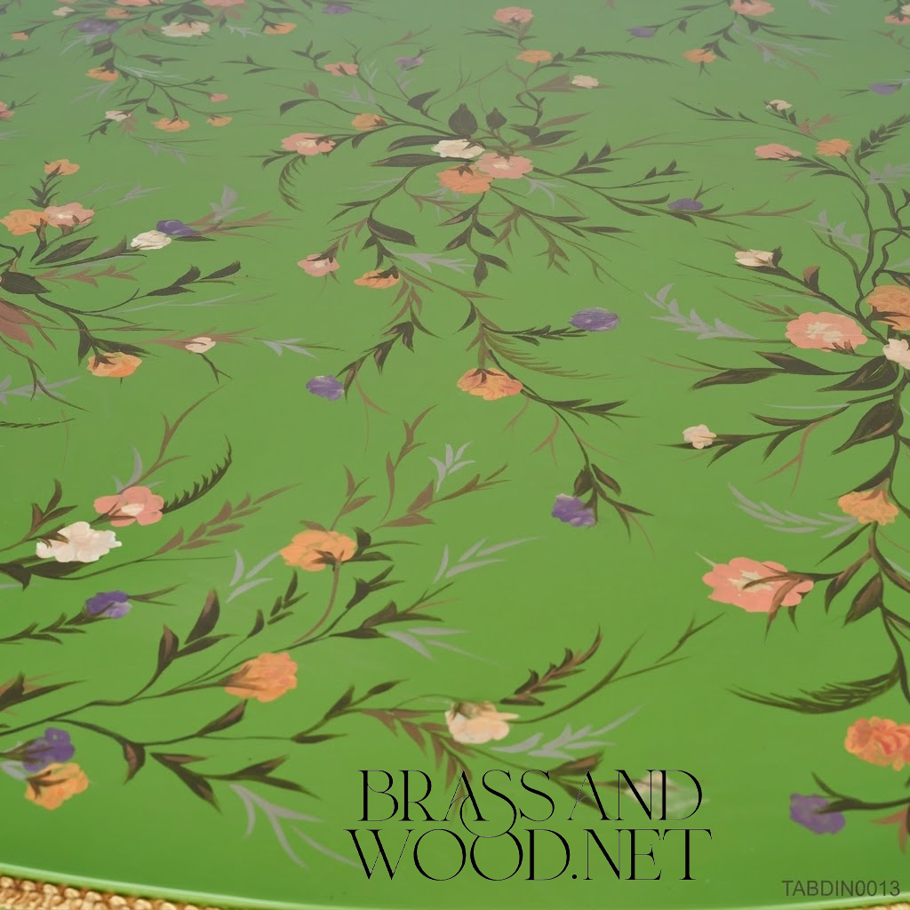 Verdant Floral Hand-Painted Round Dining Table — 10 Persons