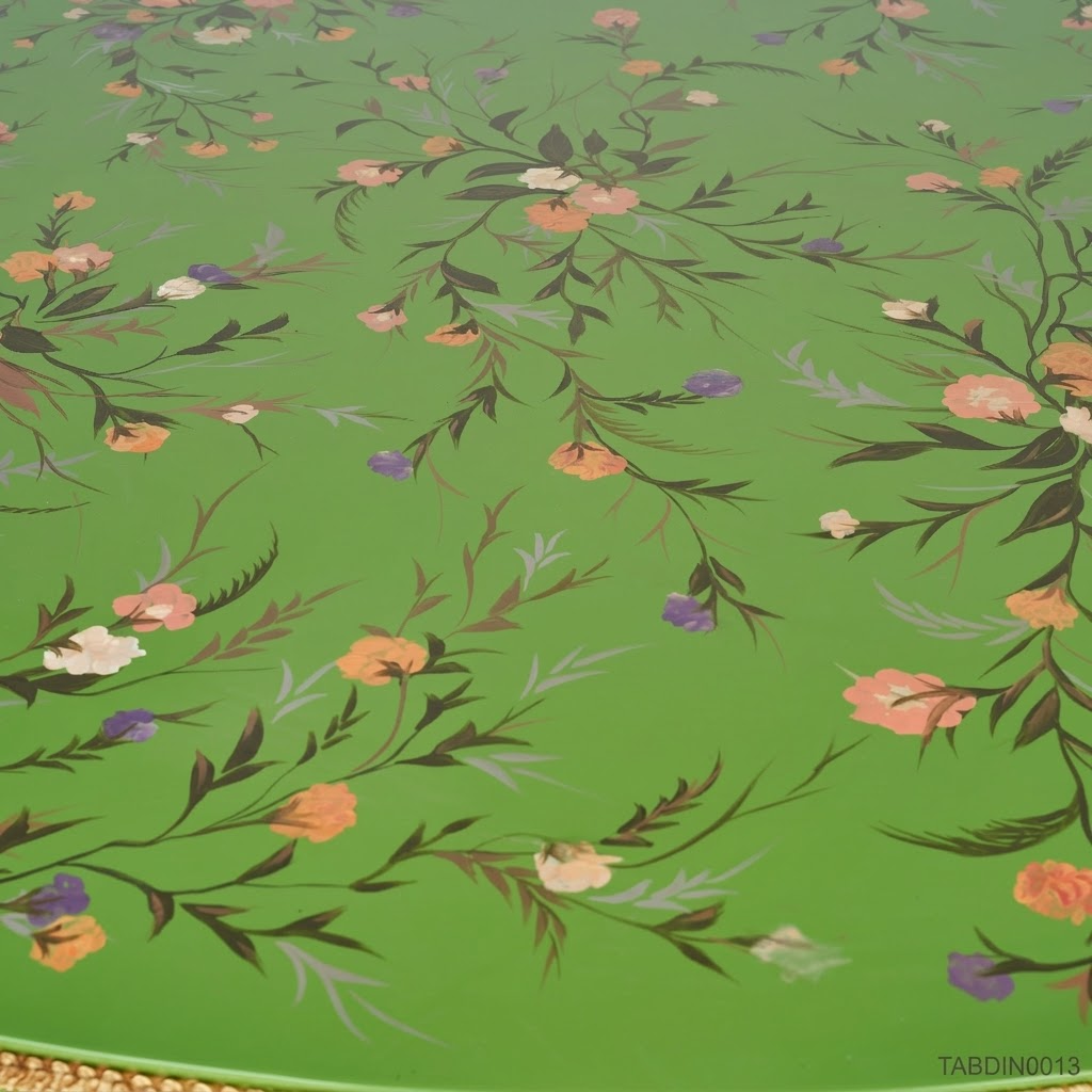Verdant Floral Hand-Painted Round Dining Table — 24 Persons