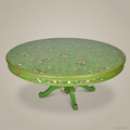 Verdant Floral Hand-Painted Round Dining Table — 6 Persons