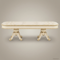 Brass & Wood Neoclassical Ivory & Gold Pedestal Dining Table — 6 Persons