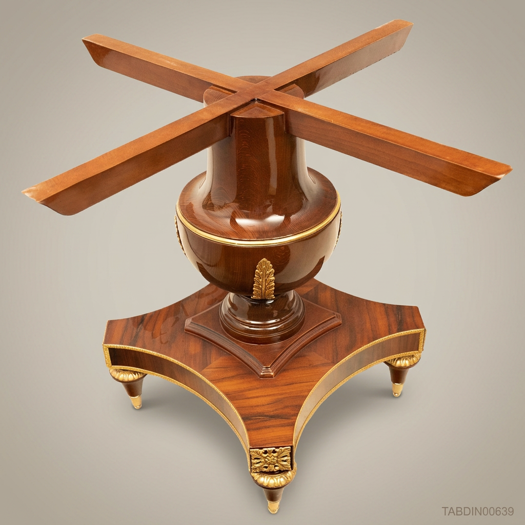 Brass & Wood Empire Round Pedestal Dining Table — 30 Persons