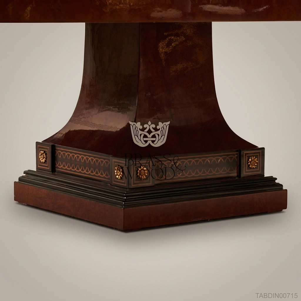 Brass & Wood Empire Double Pedestal Dining Table
