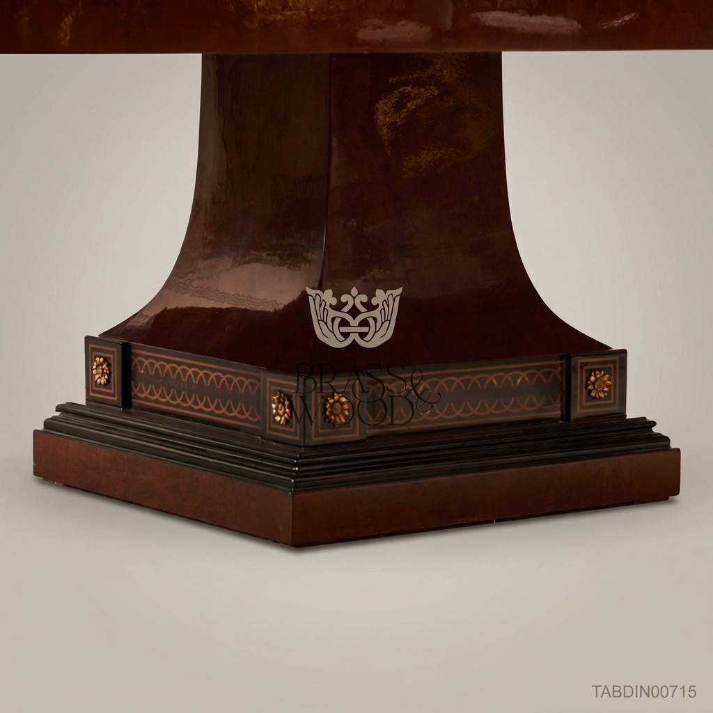 Brass & Wood Empire Double Pedestal Dining Table — 10 Persons
