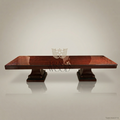 Brass & Wood Empire Double Pedestal Dining Table — 6 Persons