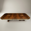 Brass & Wood Empire Dual-Pedestal Dining Table — 6 Persons