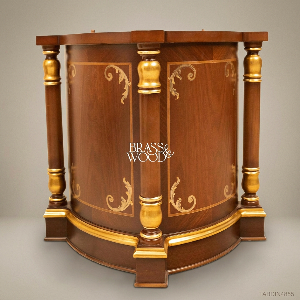 Brass & Wood Empire Inlaid Solid Wood Rectangular Dining Table
