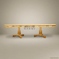 Brass & Wood Empire Hand-Painted Ivory & Gold Dining Table — 6 Persons