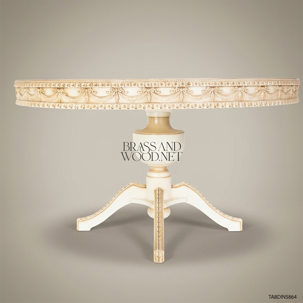 Ivory Floral Round Dining Table