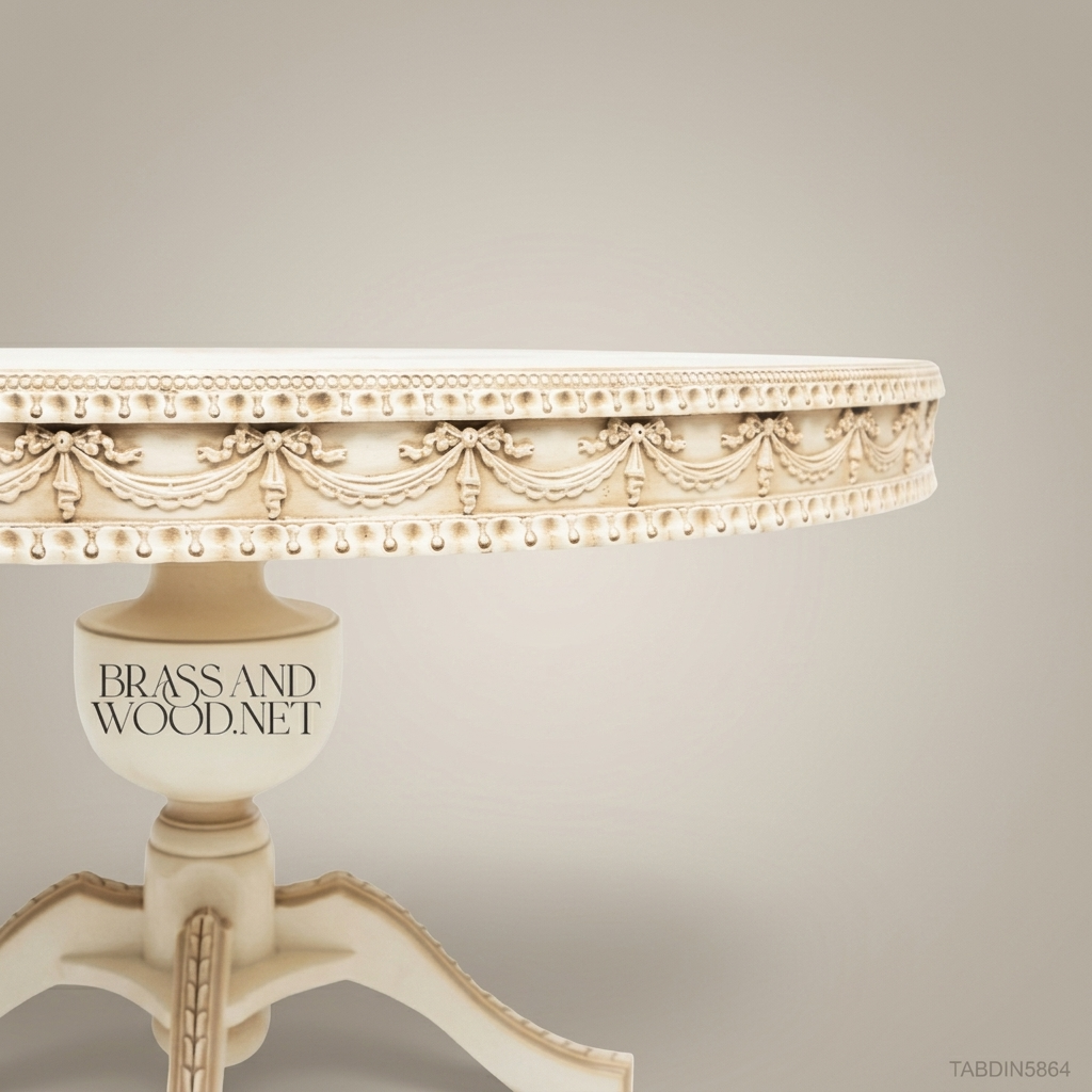 Ivory Floral Round Dining Table — 6 Persons