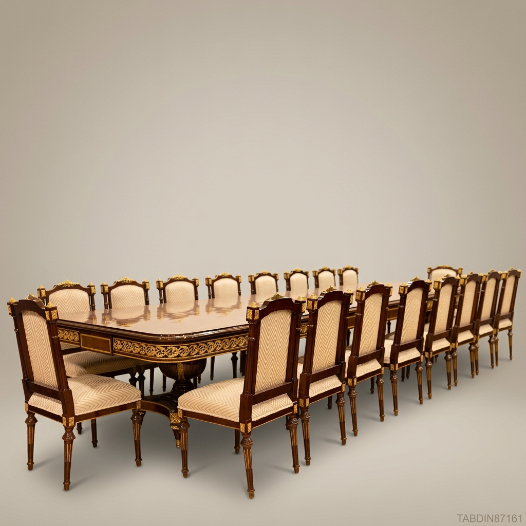 Brass & Wood Empire Burr Wood Dining Table with Gilt Bronze Mounts