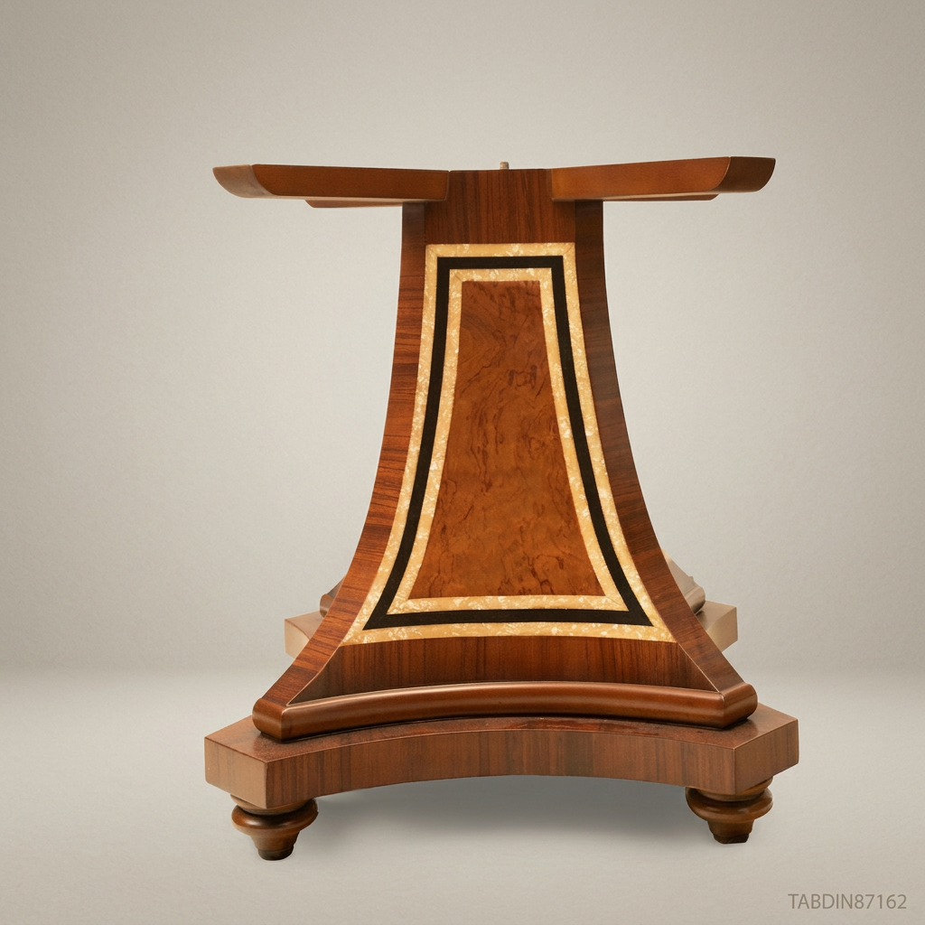 Brass & Wood Neoclassical Inlaid Wood Dining Table — 18 Persons