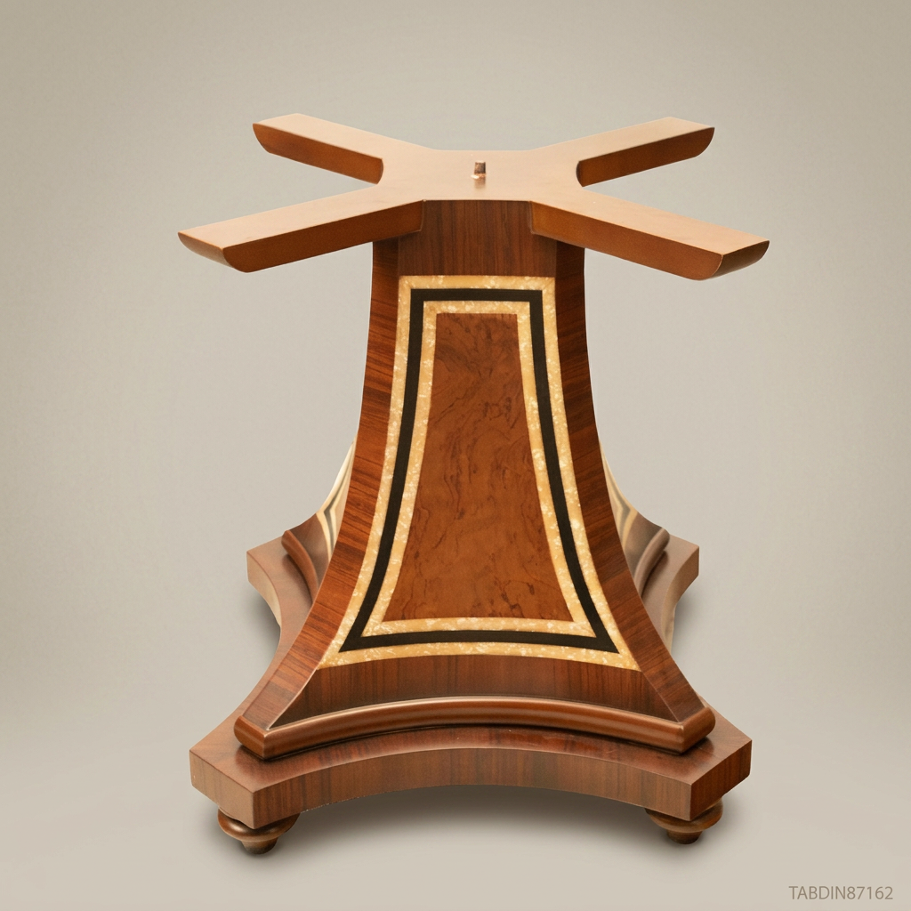 Brass & Wood Neoclassical Inlaid Wood Dining Table — 30 Persons