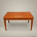 Brass & Wood Neoclassical Carved Wood Dining Table — 6 Persons