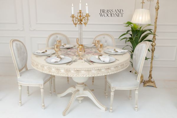 Louis XVI Floral Carved Dining Suite