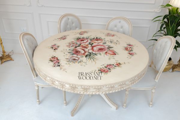 Louis XVI Floral Carved Dining Suite