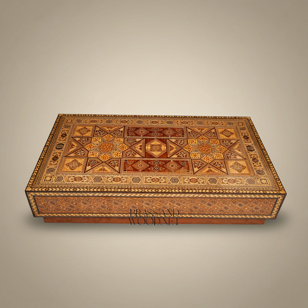 Damascene Marquetry Coffee Table with Star Medallion Inlay