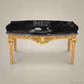 Louis XVI Gilded Wood Salon Coffee Table with Black Marble Top