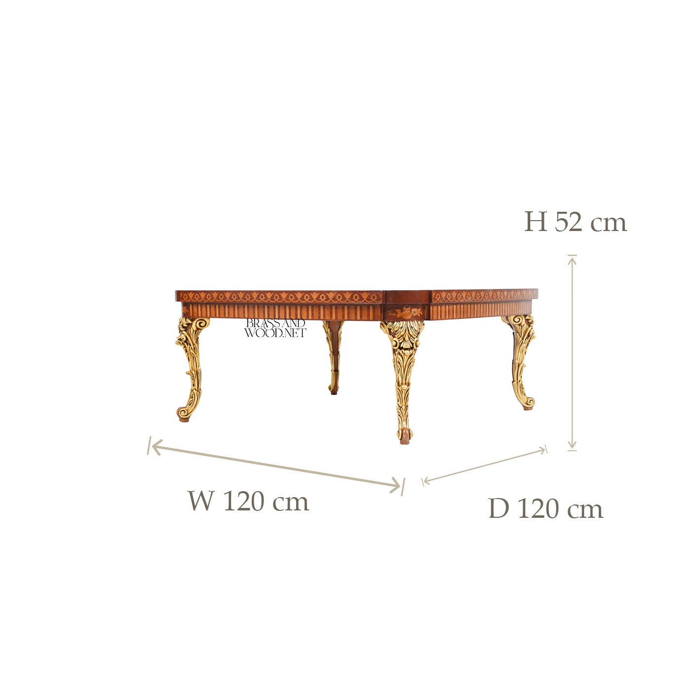 Baroque Marquetry Salon Coffee Table with Gilded Cabriole Legs