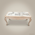 Louis XV Salon Coffee Table with Marble Top & Carved Ivory Wood Frame