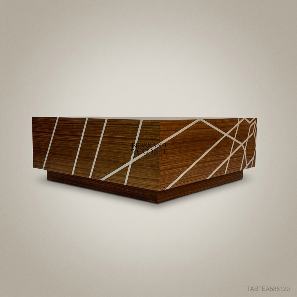 Contemporary Geometric Inlay Solid Wood Square Coffee Table