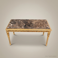 Louis XVI Gilded Wood Salon Coffee Table with Emperador Marble Top