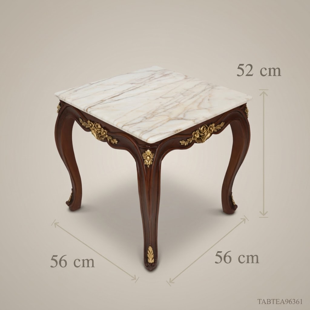 Louis XV Corner Table with Marble Top & Gilt Brass Accents