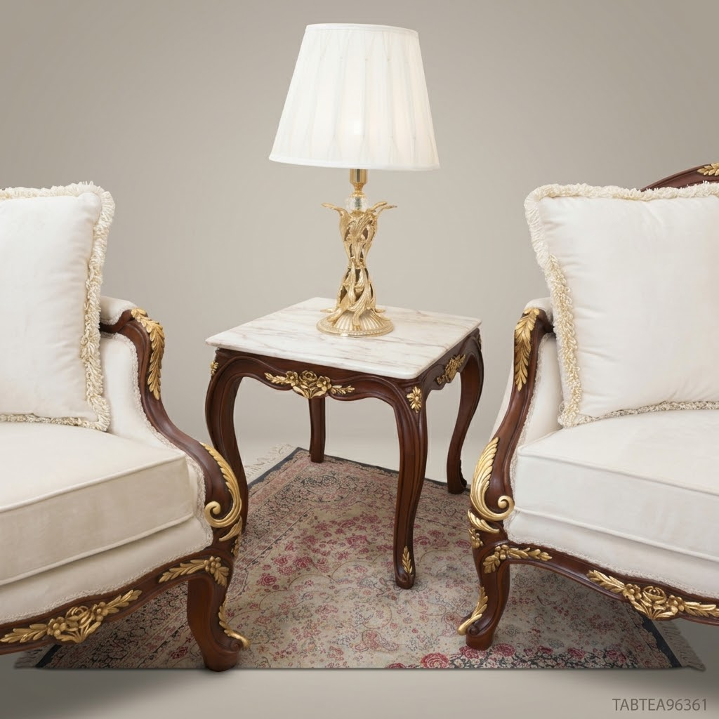 Louis XV Corner Table with Marble Top & Gilt Brass Accents