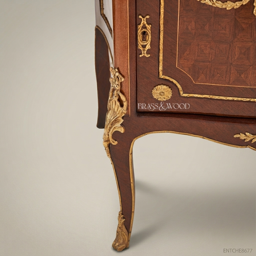 Louis XV Ormolu-Mounted Parquetry Commode with Cabriole Legs