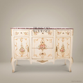 Louis XV Rococo Hand-Painted Buffet with Rose Marble Top