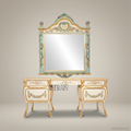 Venetian Baroque Hand-Painted Dressing Table with Carved Mirror — Floral Polychrome & Gold