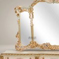 Venetian Rococo Hand-Painted Dressing Table with Triptych Mirror — Floral Polychrome & Gilt Carved