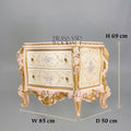 Venetian Rococo Revival Hand-Painted Ivory Nightstand - Sculptural Rose Carvings & Bombé Form