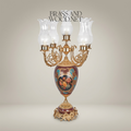Victorian Brass & Ceramic Candelabra Table Lamp - 5-Arm Floral Urn — Gold