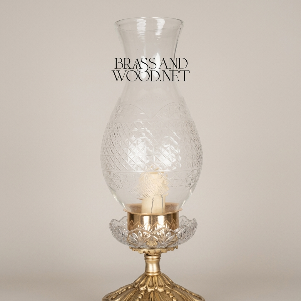 Victorian Ceramic Urn Table Lamp - Floral Medallion & Ornate Brass Base — Antique Gold