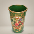 Victorian Green Lacquer & Gold Leaf Cachepot Planter – Floral Medallion