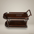 Victorian Mahogany Tea Trolley with Brass Accents & Carved Columns