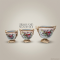 Victorian Porcelain & Antique Brass Cachepot – Birds & Peonies