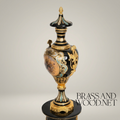 Victorian Rococo Lidded Urn Vase with Hand-Painted Floral Medallion & Acanthus Mounts — Gold