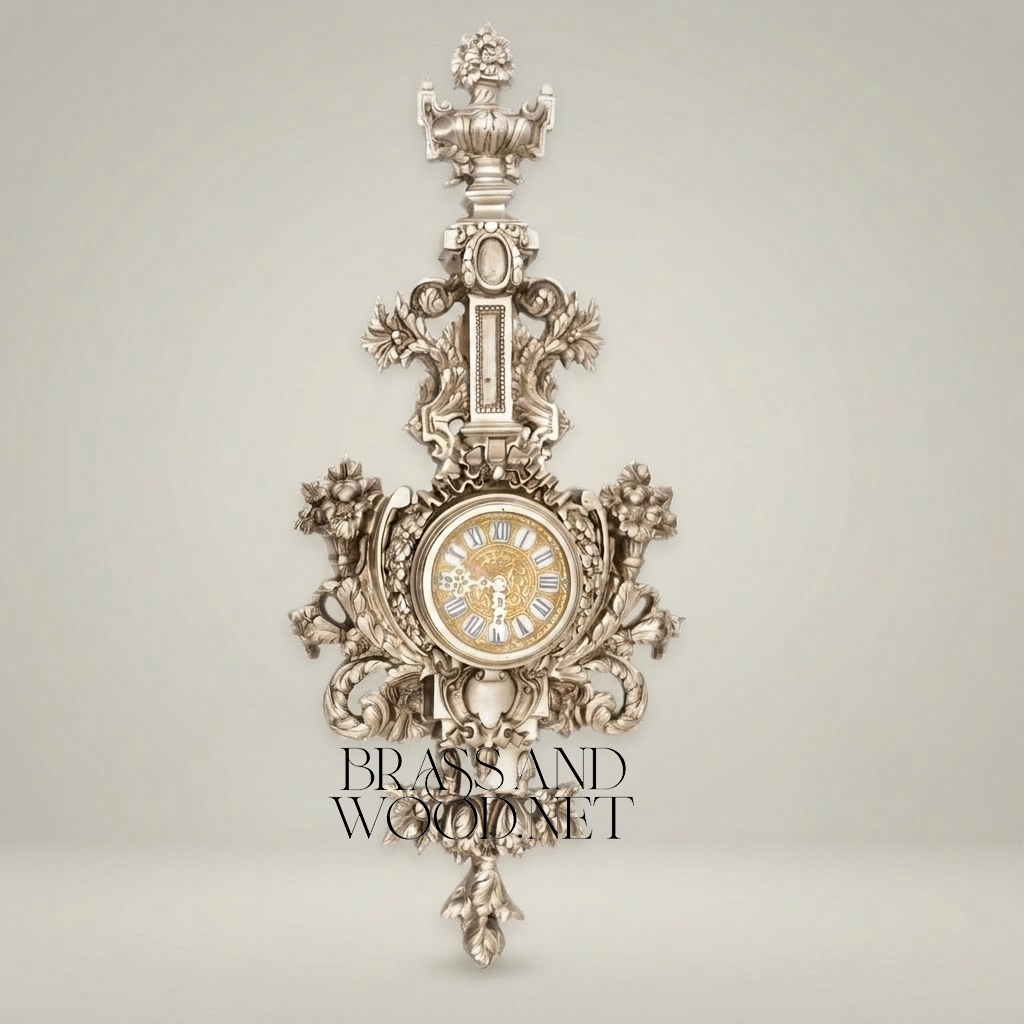 Baroque Gilded Cartel Wall Clock with Urn Finial & Acanthus Scrollwork