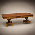 Brass & Wood Empire Burr Wood Dining Table with Gilt Bronze Mounts